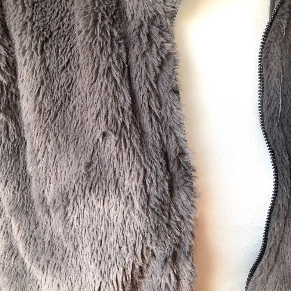 VICI Faux Fur Pocket Drawstring Jacket Charcoal S - Picture 5 of 5